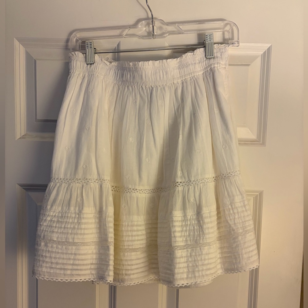 White Tiered Eyelet Mini Skirt